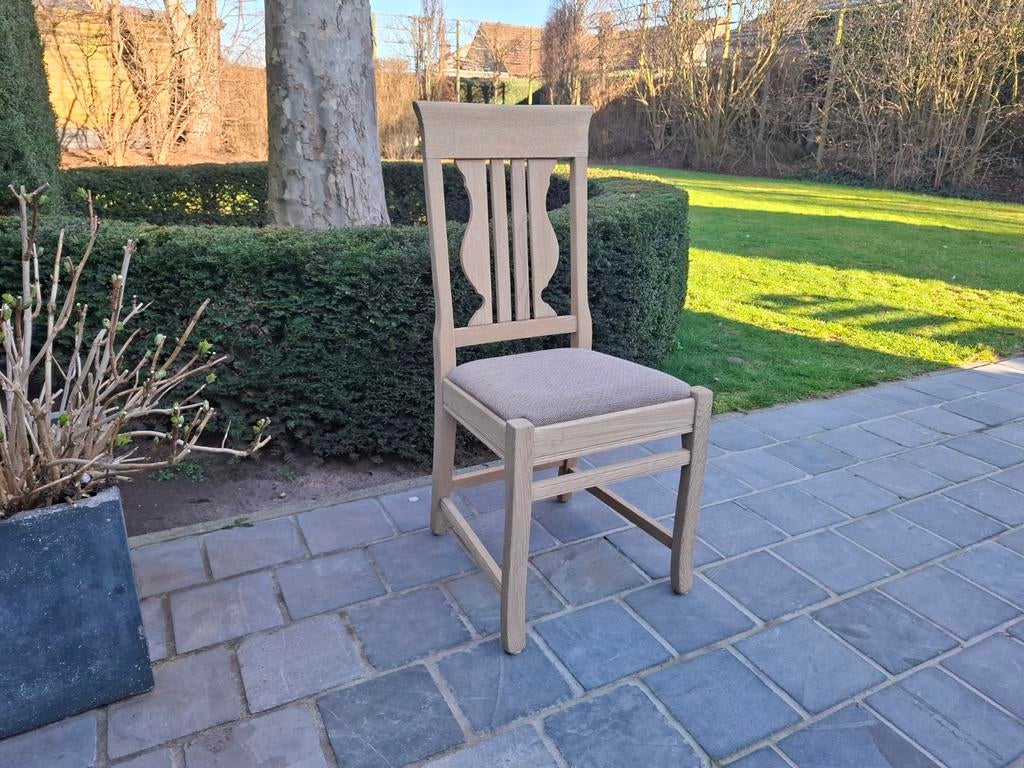 Chaises en chêne massif. 4 pièces. Aérogommé., Enlèvement ou Envoi, Tissus