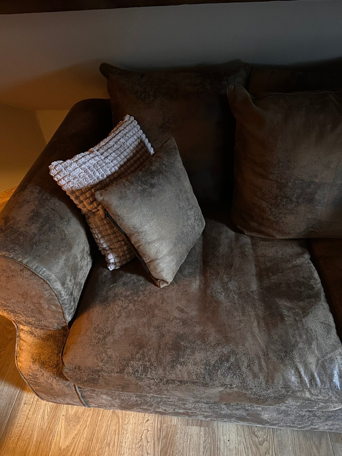 Luxe 2-zitsbank Vintage Lederlook – 221 cm , comfortabel, Antiek en Kunst, Ophalen