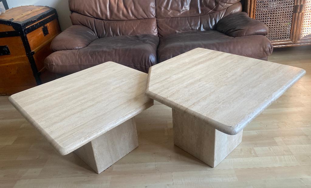 Ensemble de tables basses vintage en travertin,  années 70, Maison & Meubles, Tables | Tables de salon, Moins de 50 cm, Comme neuf