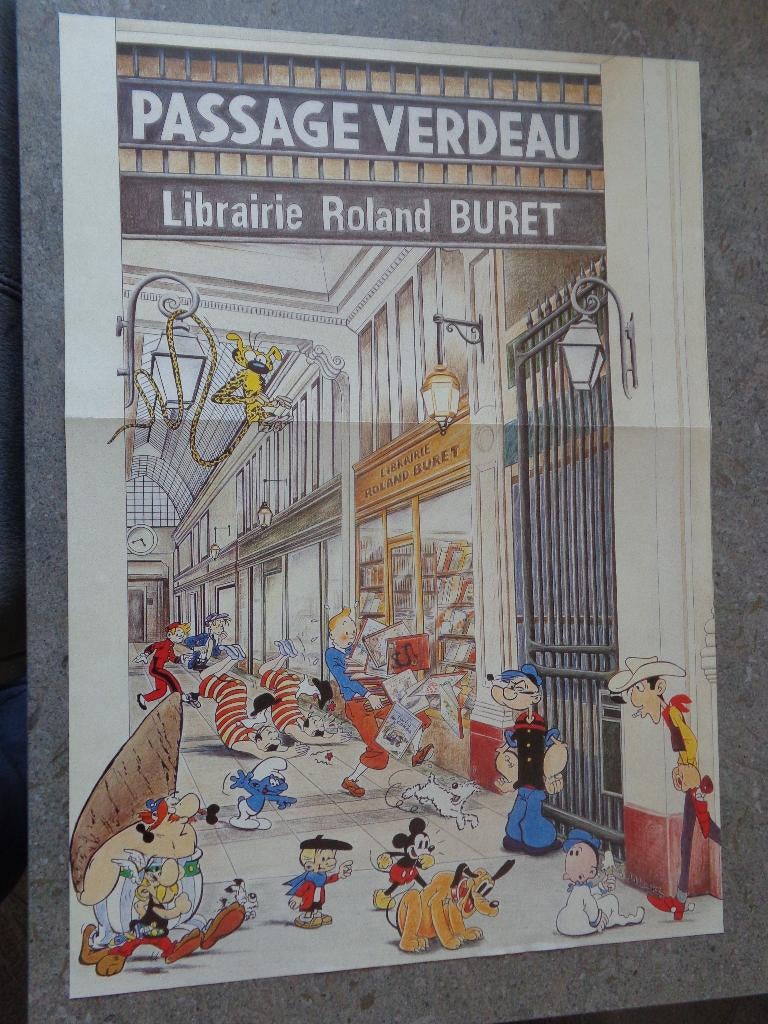Affiche BD en couleur pour la librairie Buret à Paris, Enlèvement