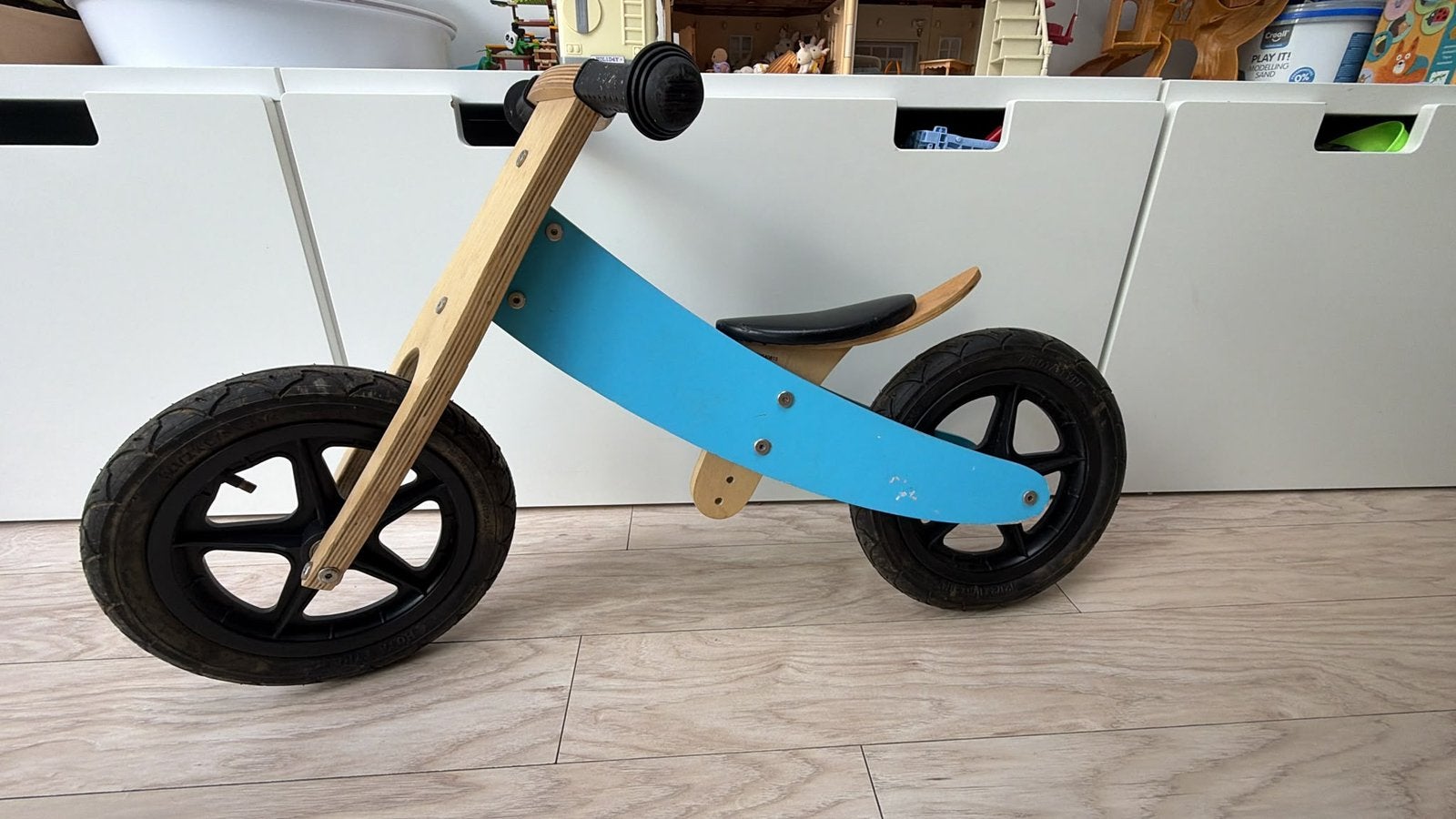 Gebruikte houten Bandits & Angels loopfiets (blauw), Ophalen, Gebruikt, Loopfiets