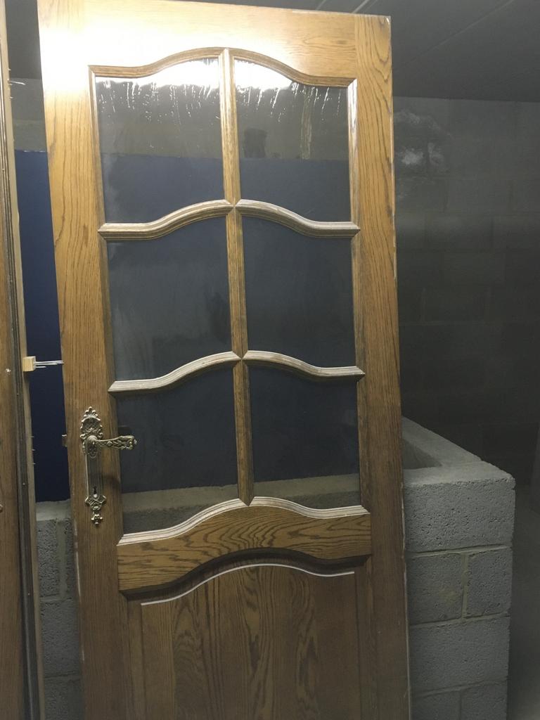 Eiken deur met glaswerk, Ophalen, Gebruikt, Hout, Binnendeur