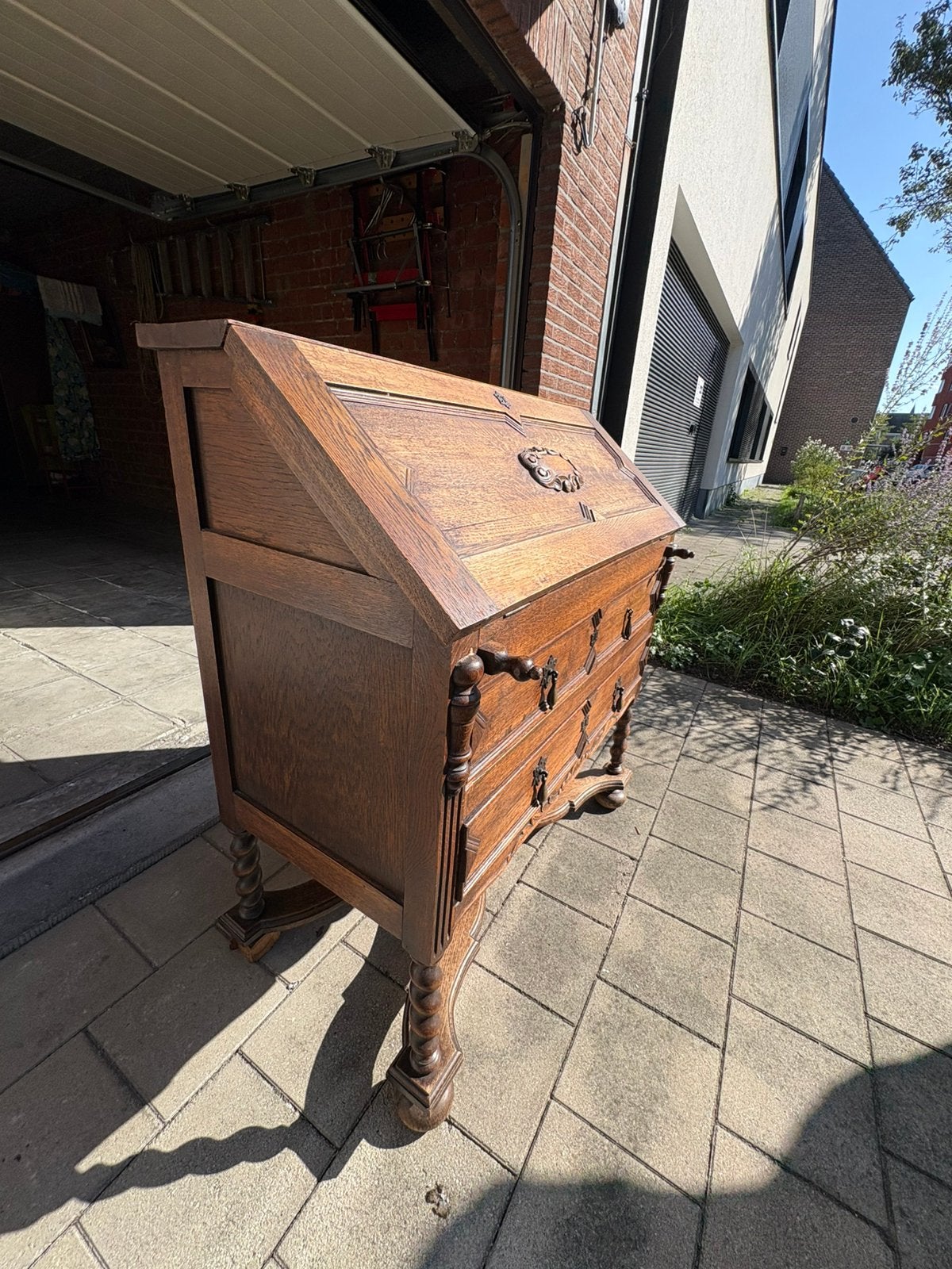 Secrétaire ancien en chêne vers 1900, Antiquités & Art, Enlèvement