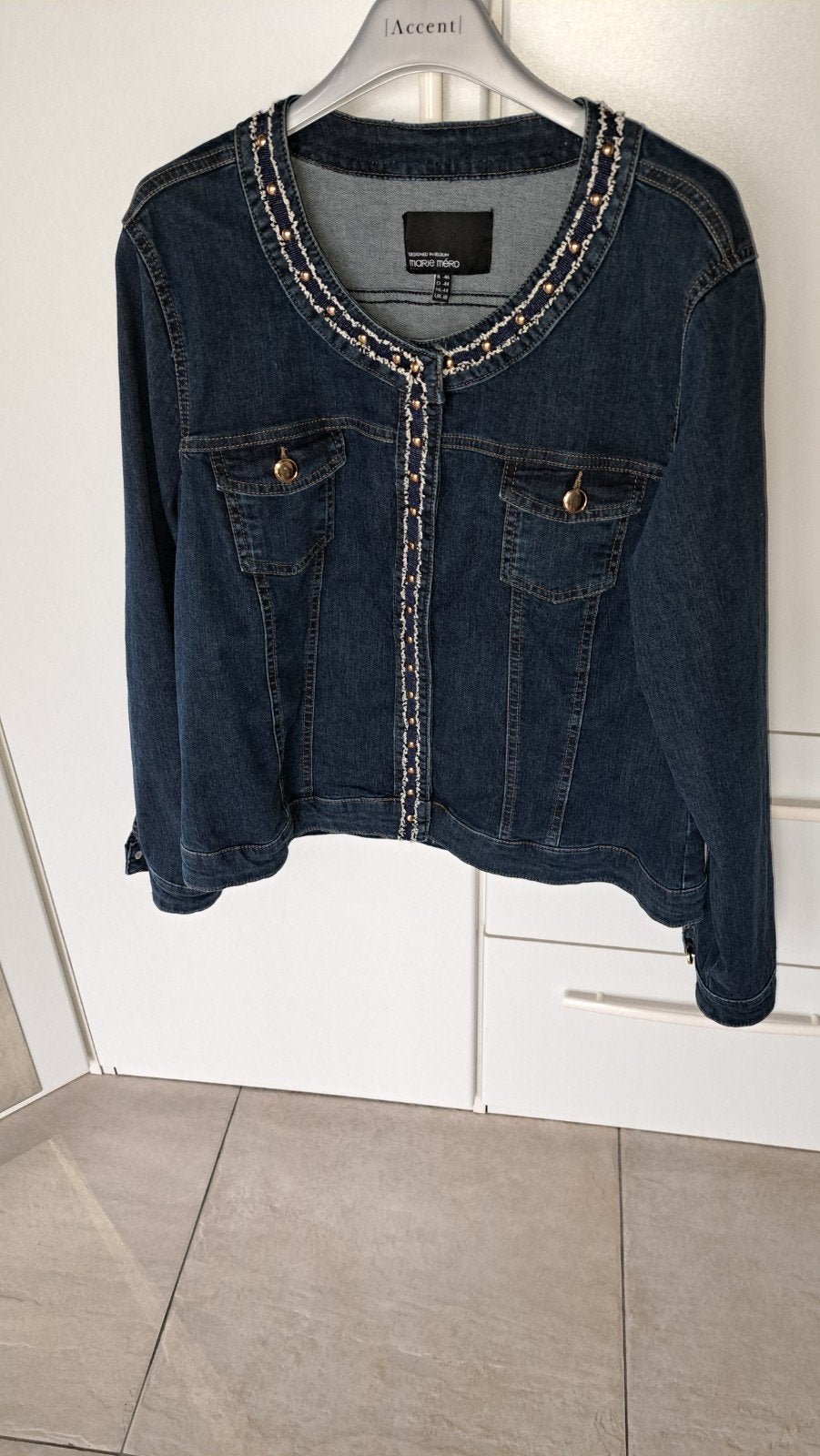marie méro jeansjasje B46, Blauw, Maat 46/48 (XL) of groter, Ophalen of Verzenden, Zo goed als nieuw