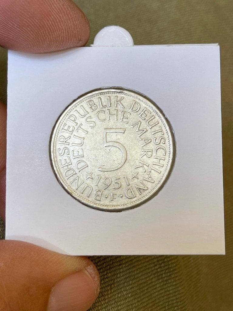 Duitsland 5 mark 1951 F, Ophalen, Duitsland, Losse munt, Zilver