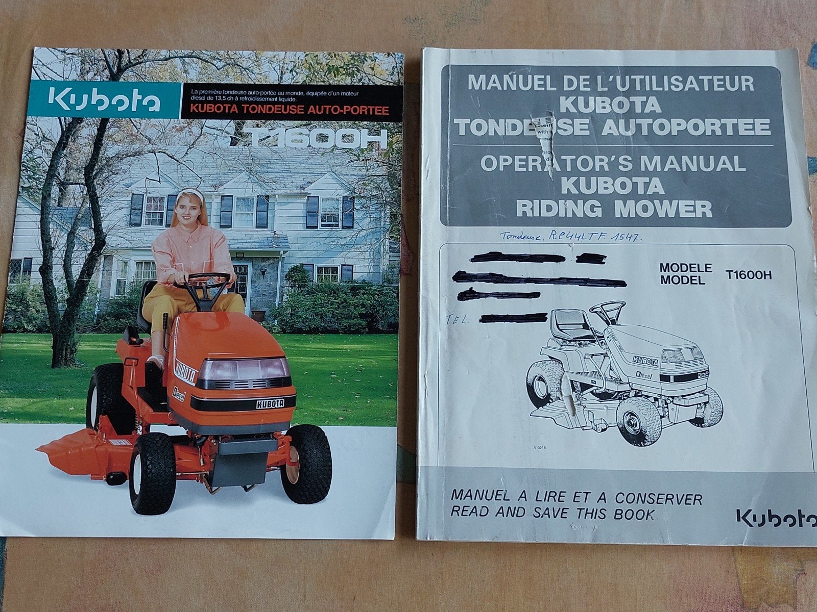 livre d'instruction tracteur tondeuse Kubota T1600H, Enlèvement ou Envoi