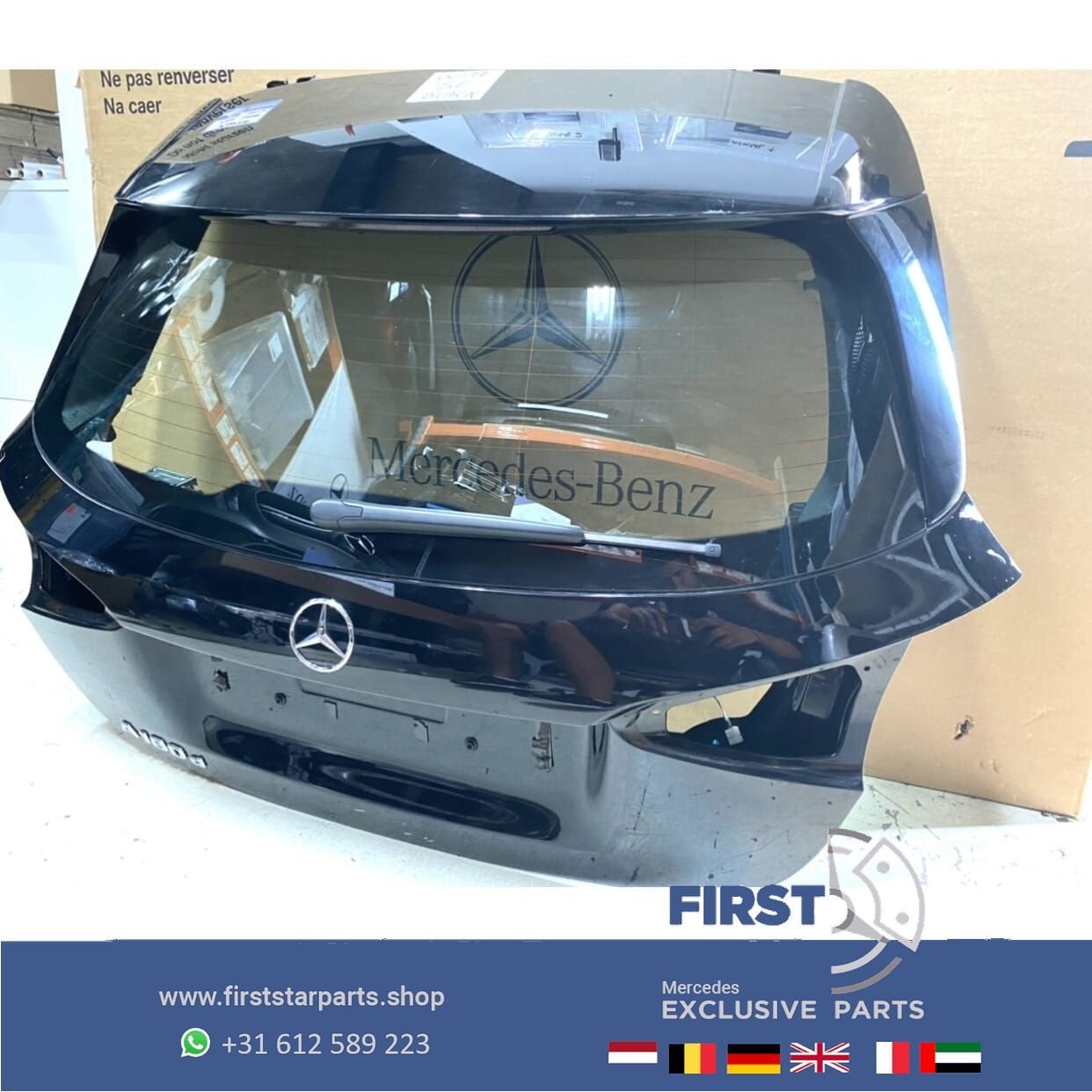 W177 ACHTERKLEP 2021 Mercedes A KLASSE ZWART COMPLEET + RUIT, Arrière, Haillon arrière, Utilisé, -