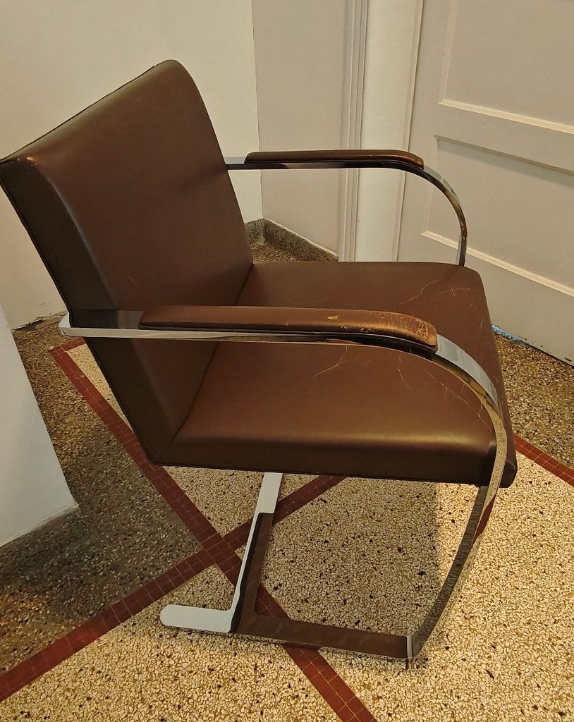 Brno Flat Bar door Ludwig Mies van der Rohe, 1930, Huis en Inrichting, Stoelen, Gebruikt, Eén, Leer, Metaal, Bruin, Ophalen