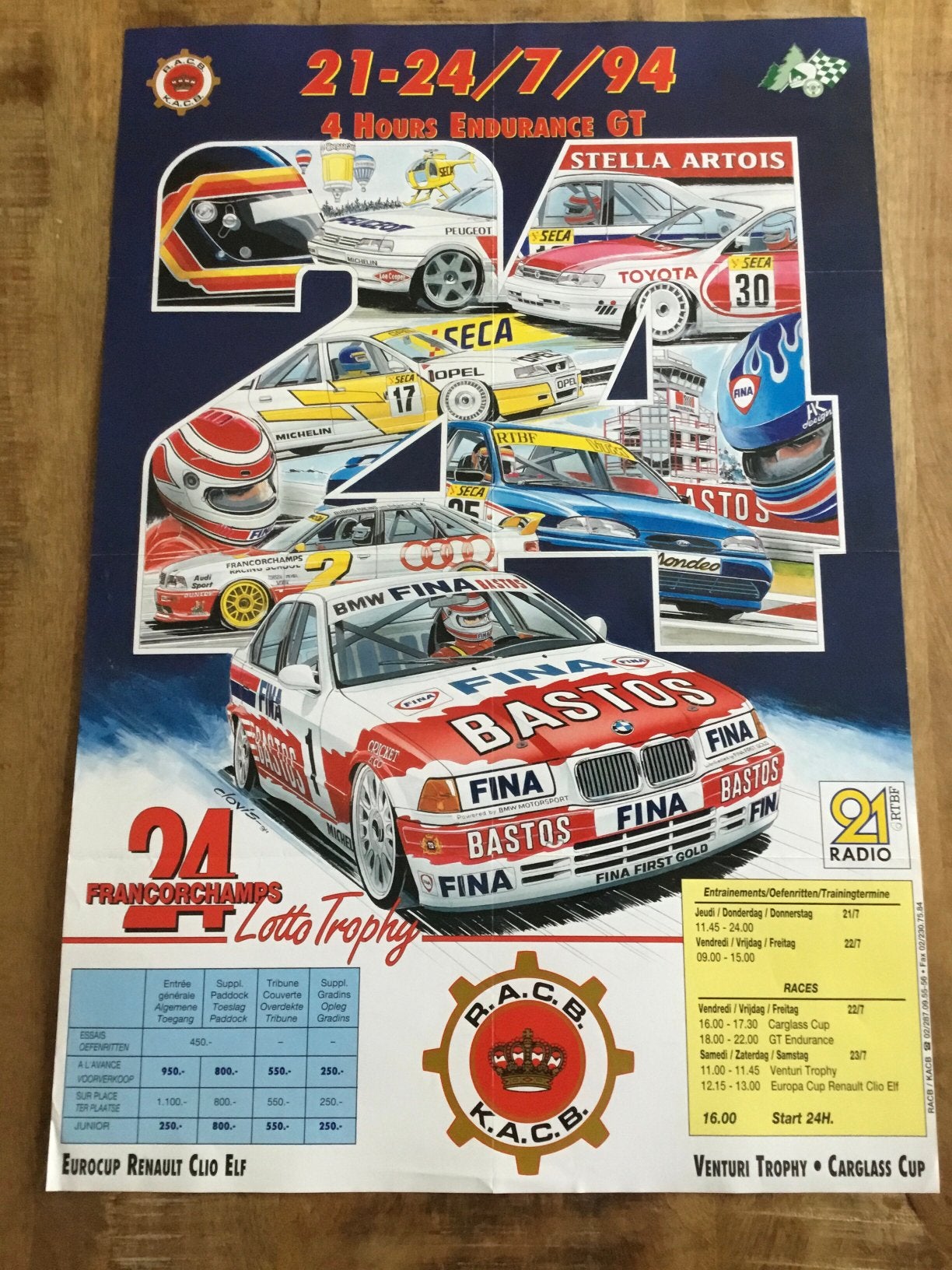 Affiche des 24 heures de Spa Francorchamps 1994, Enlèvement ou Envoi, Comme neuf