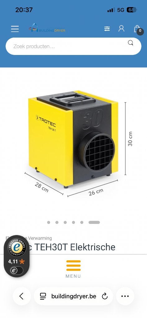 trotec teh 30 t pleisterwerk zo droog te koop/huur !!!!!, Bricolage & Construction, 800 watts ou plus, Moins de 60 cm, Comme neuf