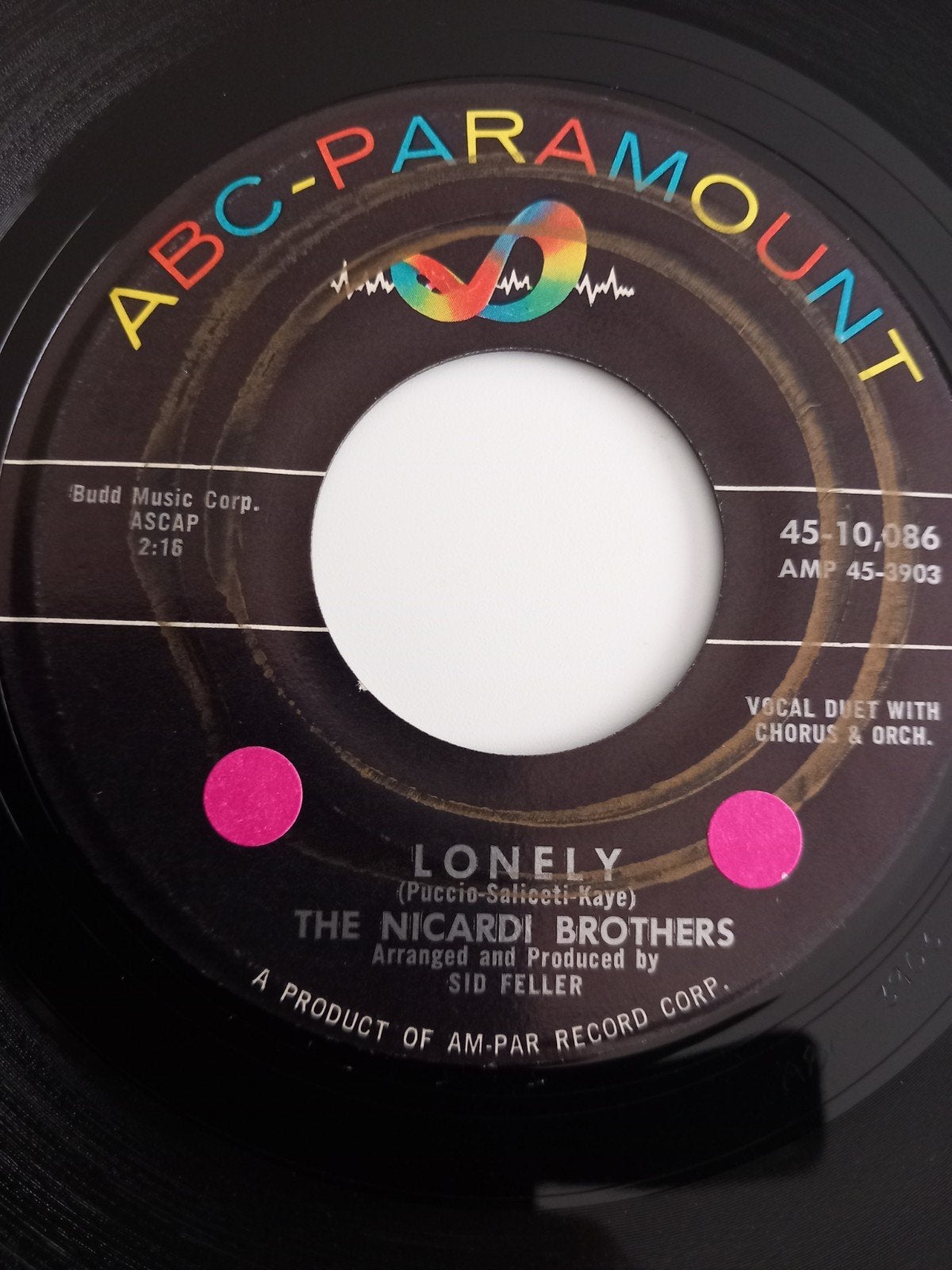 THE NICARDI BROTHERS. LONELY. OLDIES 60'S USA 45T, Ophalen of Verzenden