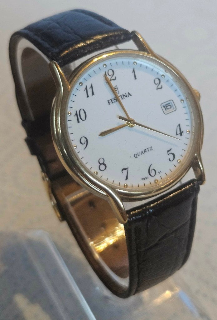 Montre Festina Femme 8837 Quartz Date Plaqué Or (MW91), Enlèvement ou Envoi