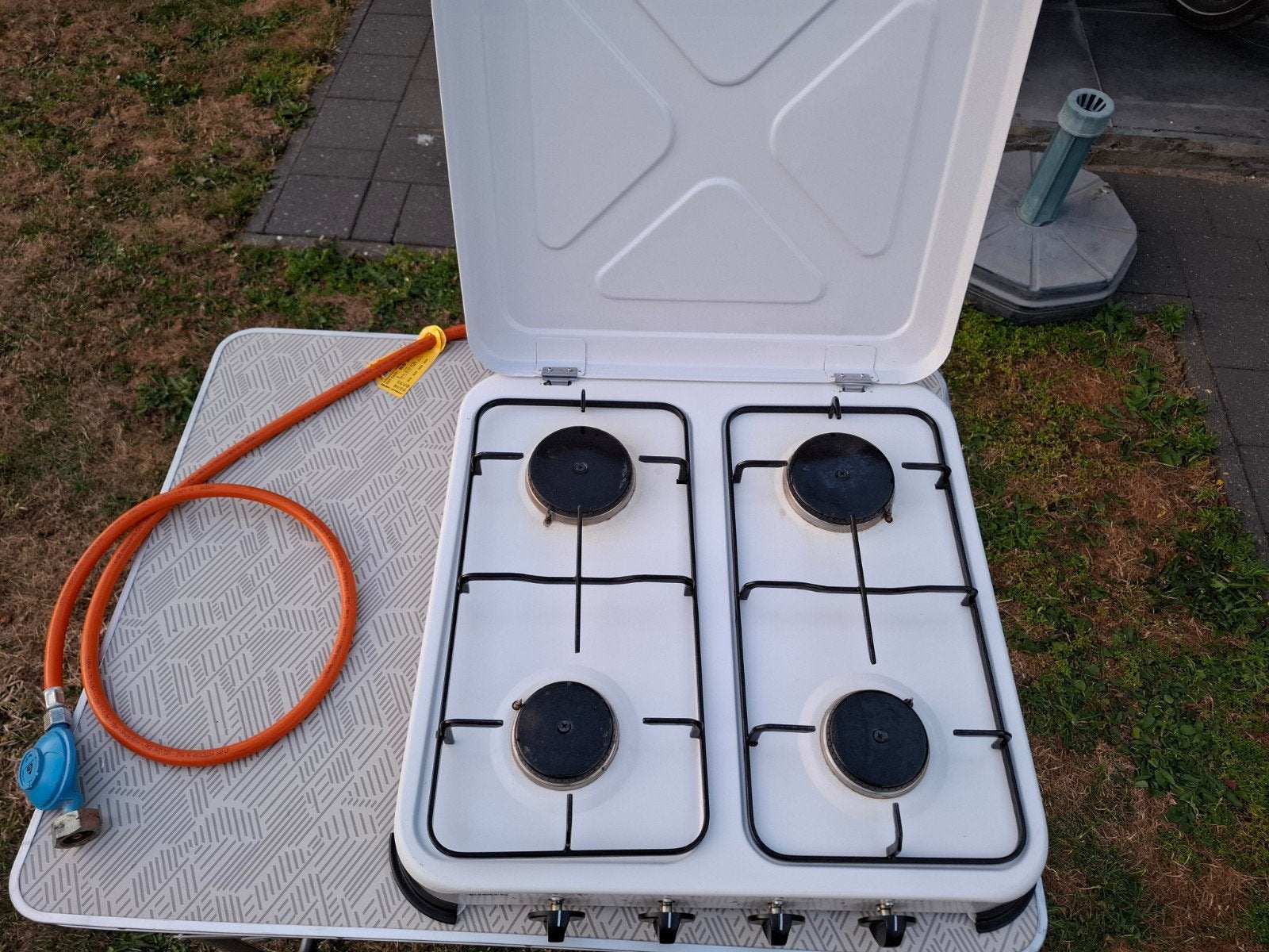 gasvuur gimeg 4 pits nieuwe staat, Caravans en Kamperen, Kampeeraccessoires, Ophalen, Zo goed als nieuw