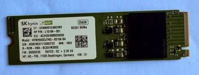 256GB M.2 NVMe SSD – SK hynix BC501, Intern, Gebruikt, Ophalen of Verzenden, Laptop