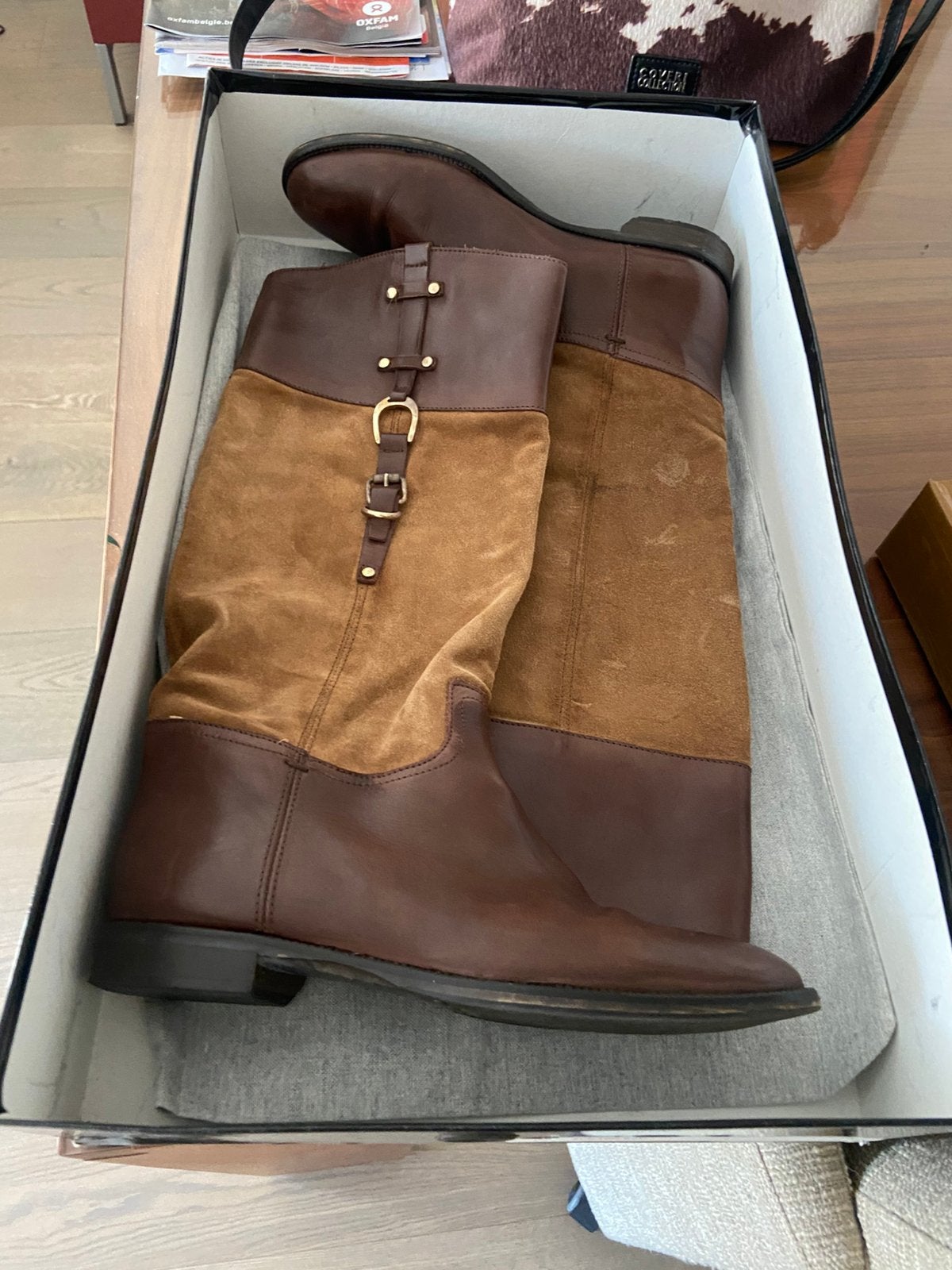 Laarzen leder en daim Sensunique made in Italy, Kleding | Dames, Ophalen of Verzenden, Bruin