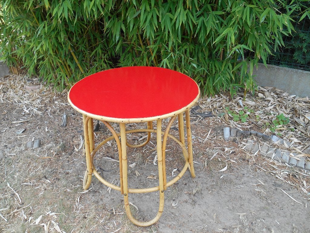 Vintage rotan tafel met formica blad, Ophalen