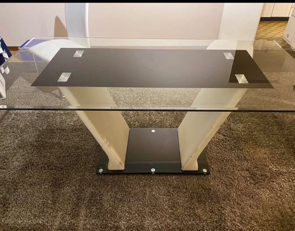 Eettafel, Huis en Inrichting, Ophalen, Gebruikt, Glas, Vijf personen of meer