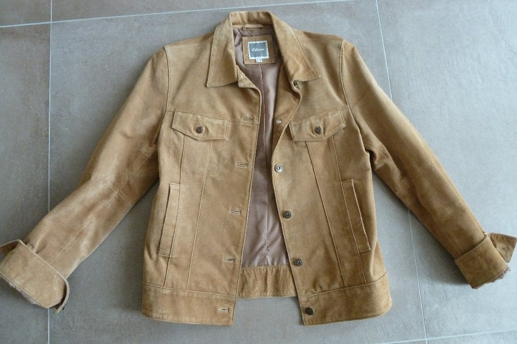 Jolie Veste Croute Porc Couleur Beige/Camel 38/40 Porté 1X, Kleding | Dames, Ophalen, Zo goed als nieuw, Maat 38/40 (M), Beige