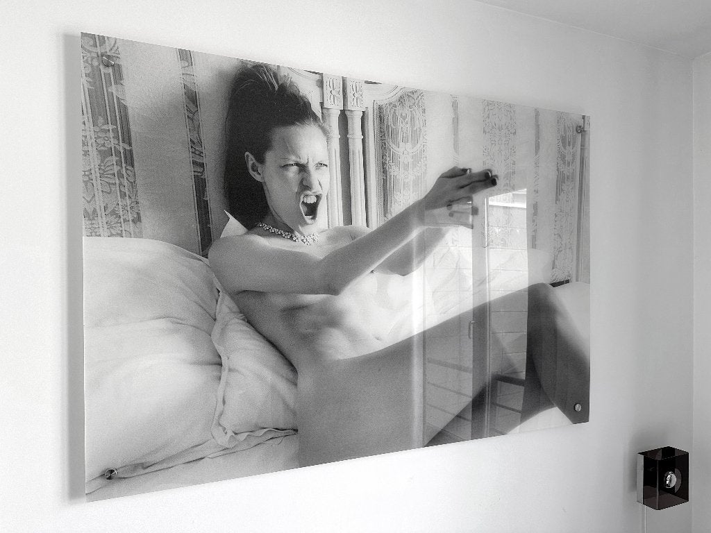 Grande impression photo panneau Rie Rasmussen 160 cm, Rectangulaire horizontal, Comme neuf, Enlèvement, Autres sujets/thèmes