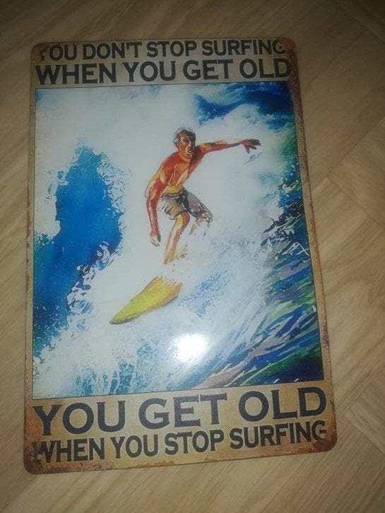 Plaque metal déco vintage surf californie, Enlèvement