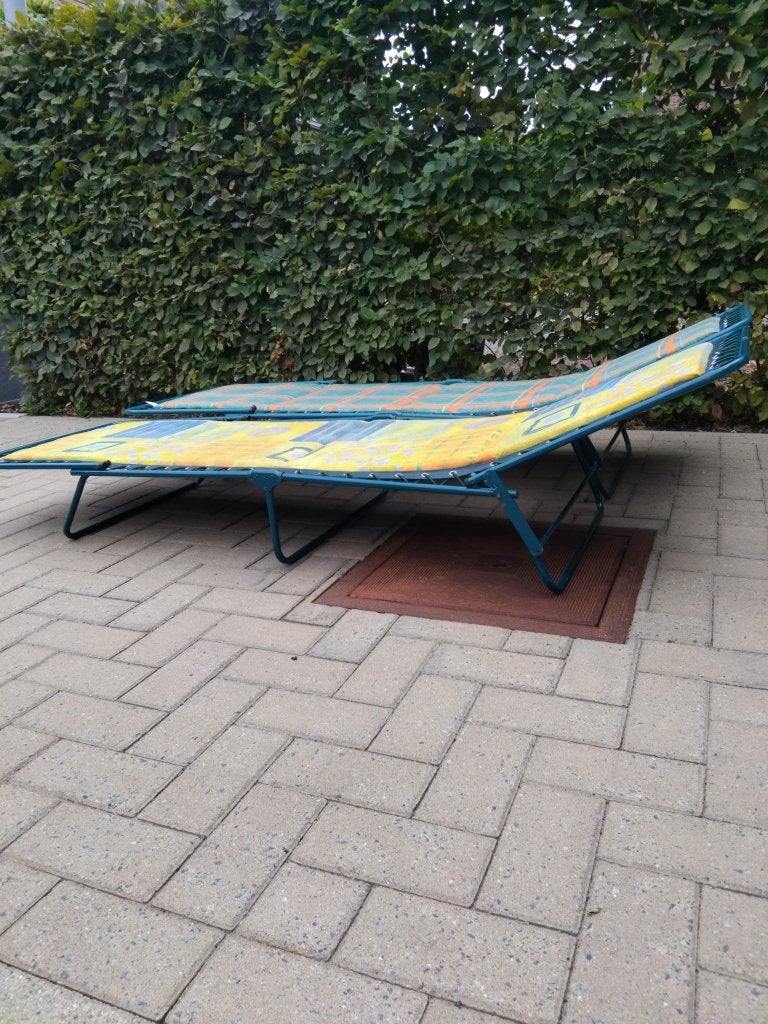 2 verstelbare veldbedden van Lafuma, Tuin en Terras, Ligbedden, Ophalen, Gebruikt, Metaal, Inklapbaar