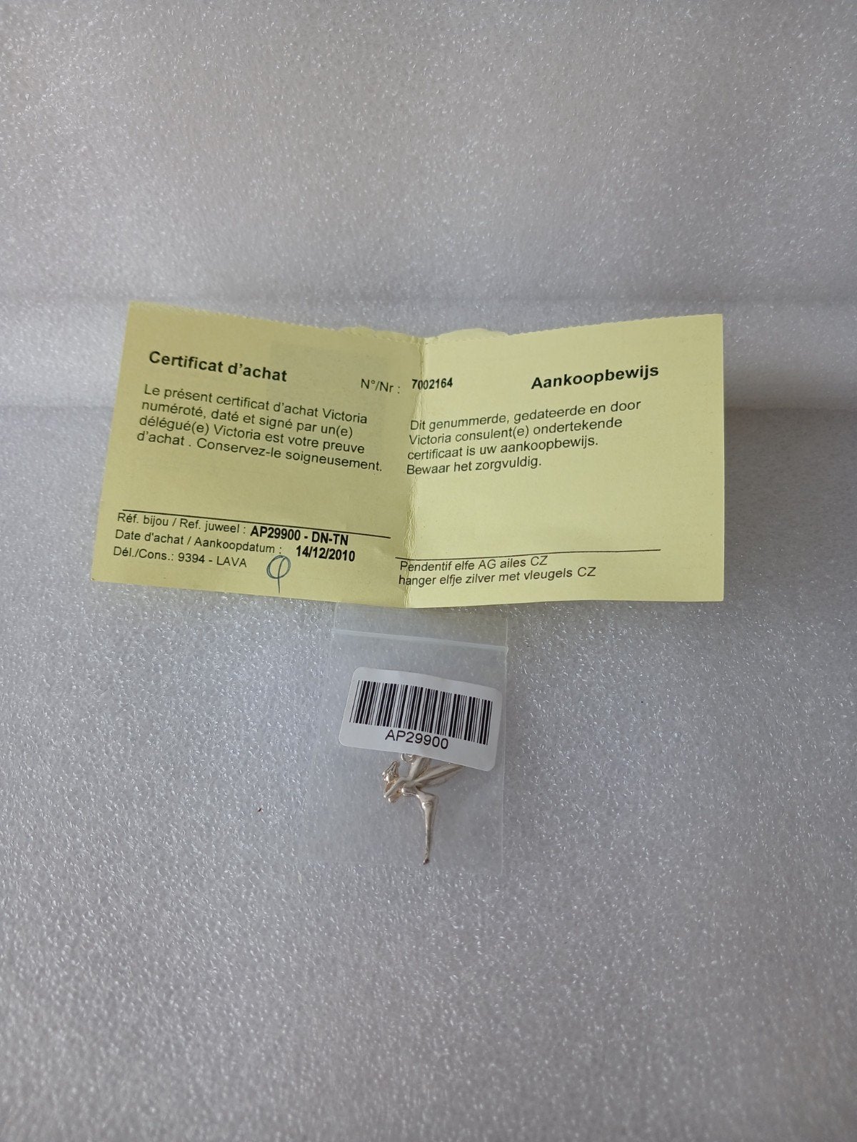 Victoria zilveren hanger elfje met vleugels CZ, Overige voorstellingen, Wit, Ophalen of Verzenden, Zo goed als nieuw
