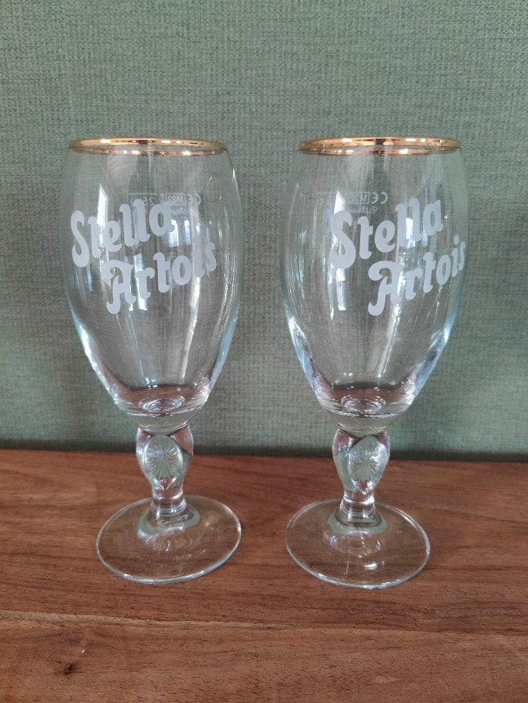 Vintage Stella Artois Heritage bierglazen - 25 cl, Ophalen of Verzenden, Zo goed als nieuw, Stella Artois