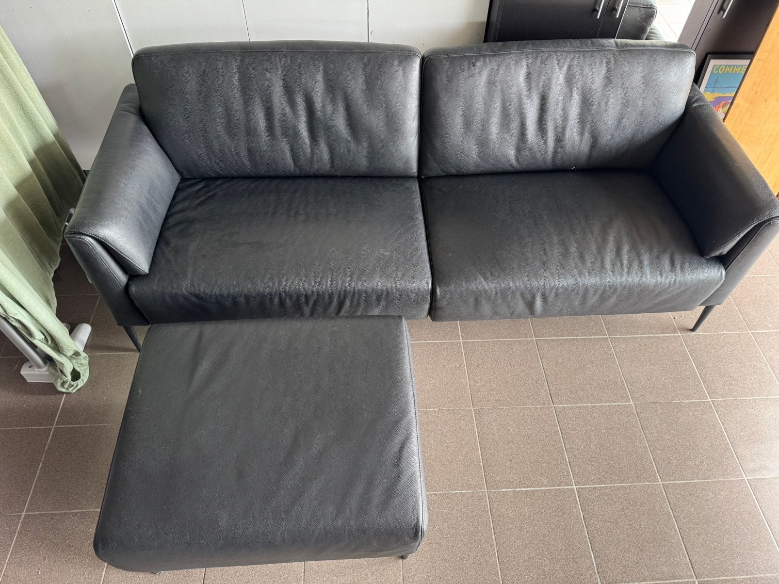 Pouf 3 places+100 % cuir, Enlèvement, Comme neuf