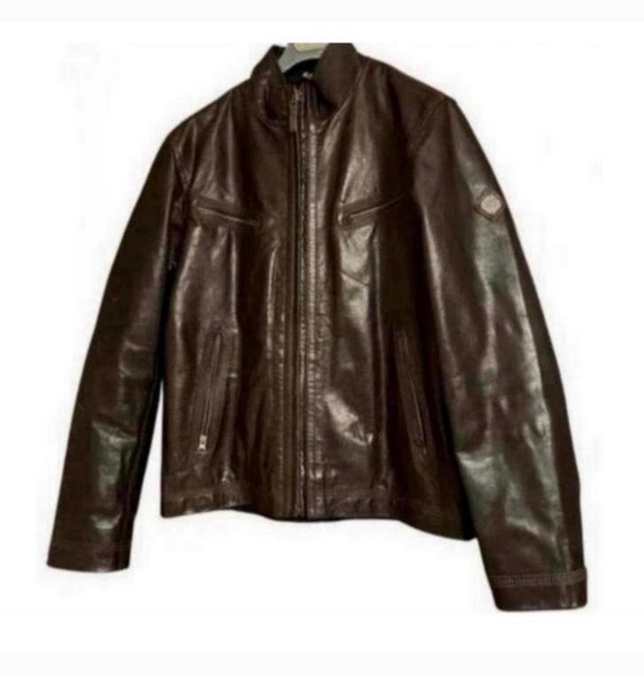 Blouson en cuir Timberland Marron argenté classé Tannery XL, Enlèvement ou Envoi, Comme neuf, Taille 56/58 (XL), Brun