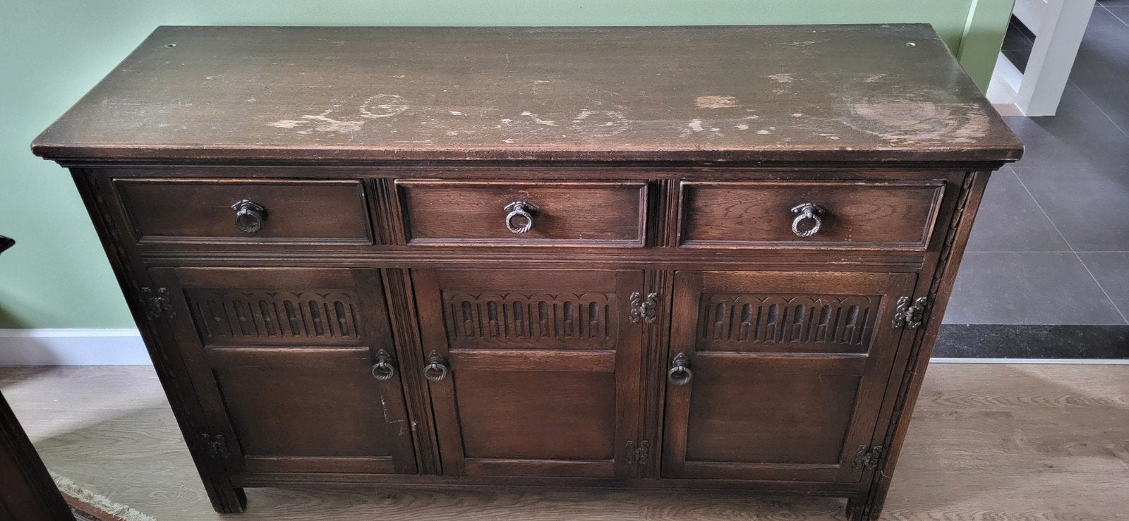 Engelse eiken buffetkast, Maison & Meubles, Armoires | Buffets, Utilisé, Moins de 100 cm, 100 à 150 cm, 25 à 50 cm, Avec tiroir(s)