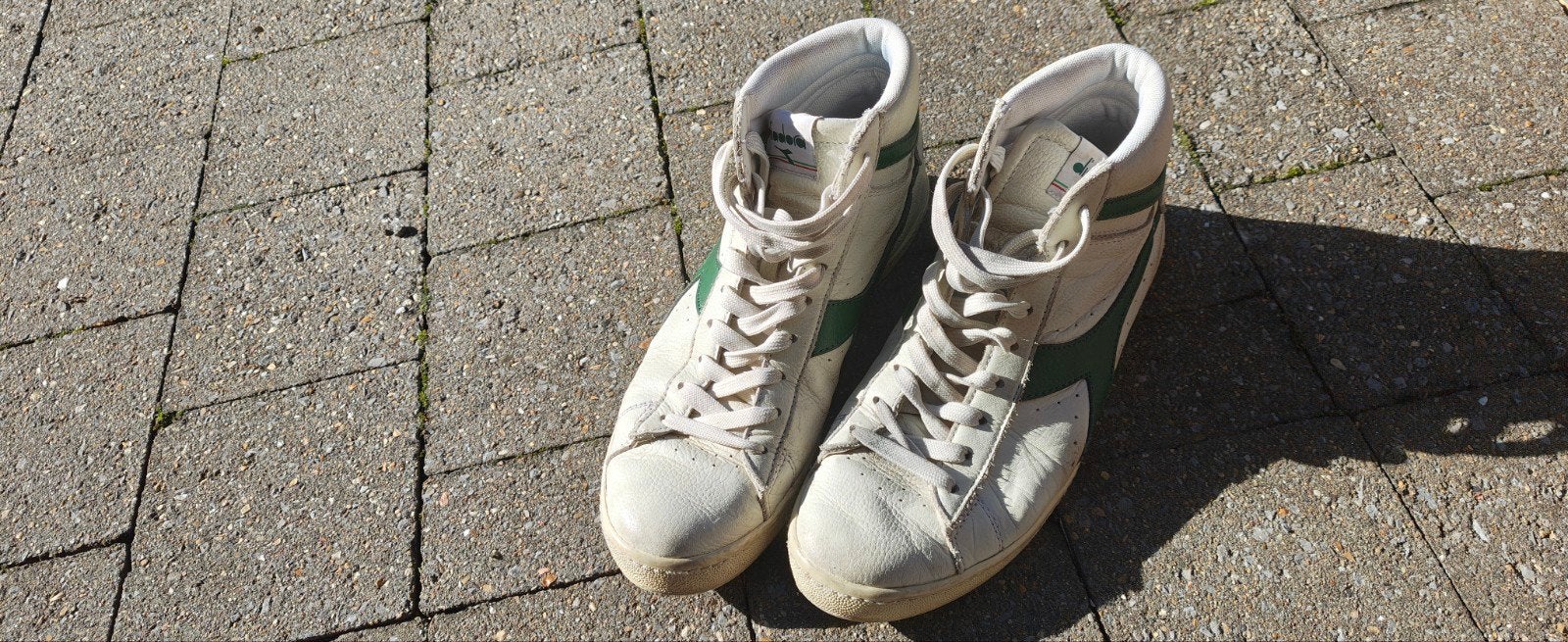 Diadora sneakers van leer met hoge bovenkant, Kleding | Heren, Wit, Ophalen of Verzenden, Sneakers, Gedragen
