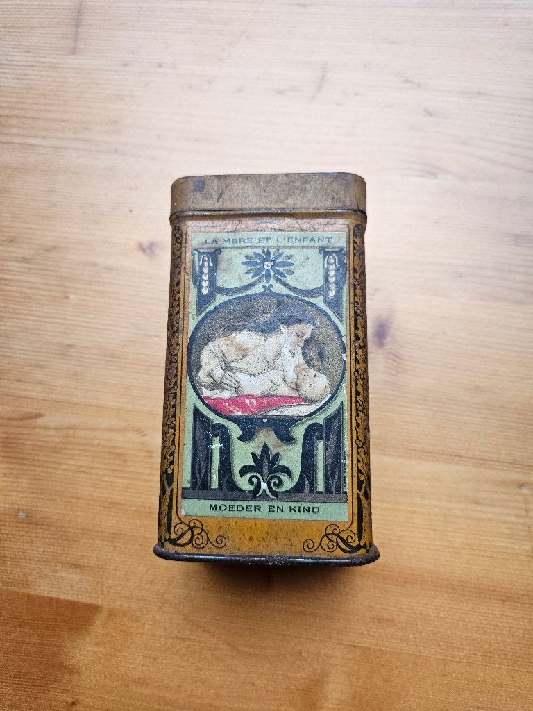 Ancienne boîte La mère et l enfant de la Maison des régimes, Collections, Boîte en métal, Enlèvement ou Envoi, Utilisé