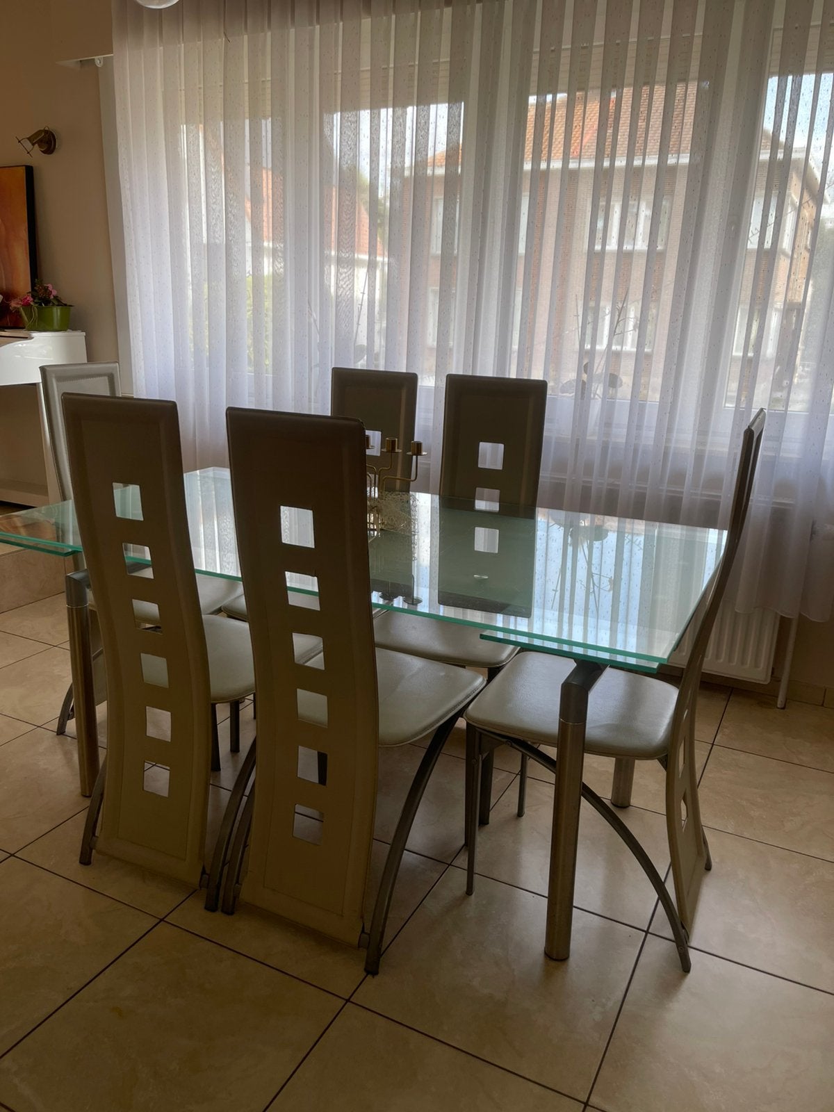 Eettafel en stoelen, Huis en Inrichting, Ophalen, Gebruikt, 4 tot 6 stoelen