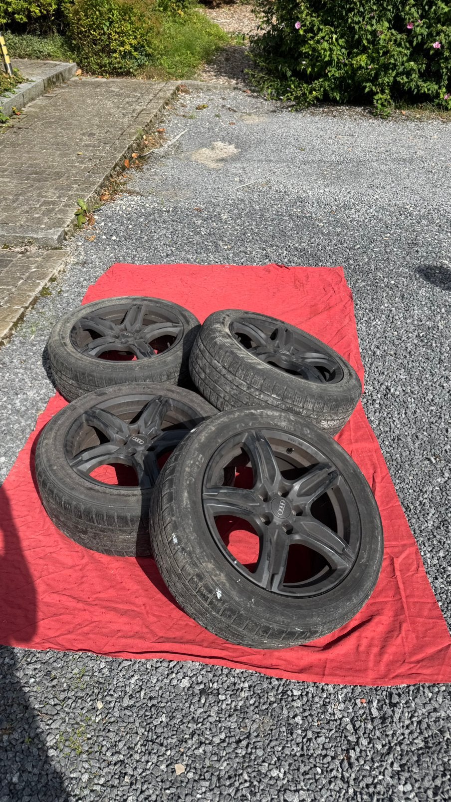 4 jantes d’origine Audi a5 + pneus 225 55 R17, Enlèvement, Comme neuf