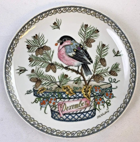 Assiette murale Hutschenreuther Ole Winther, chardonneret, a, Envoi