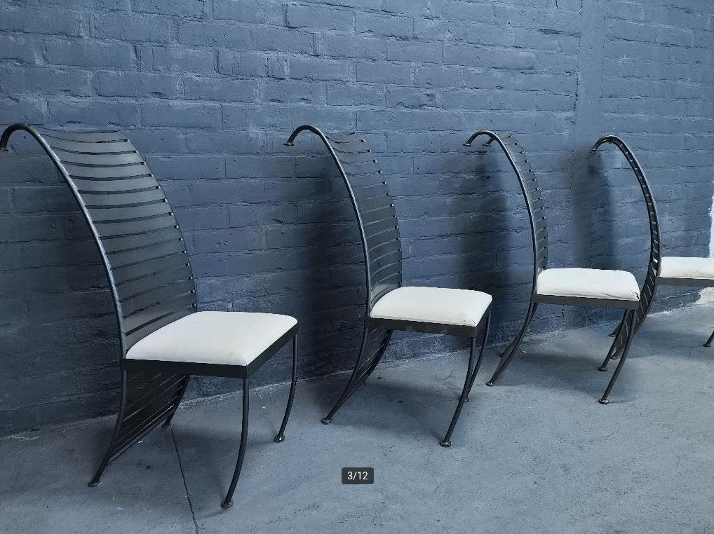 Exclusieve post moderne stalen stoelen uit de 80's vintage, Ophalen of Verzenden