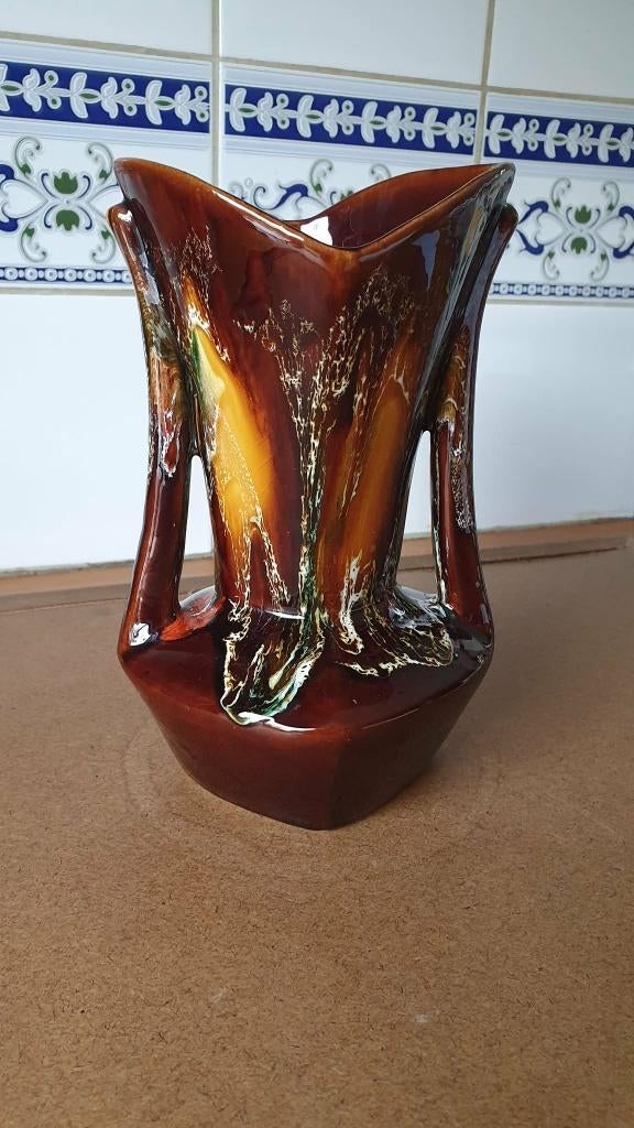 VALLAURIS VINTAGE VAAS JAREN 70, Ophalen, Aardewerk of Porselein, Oranje, Zo goed als nieuw