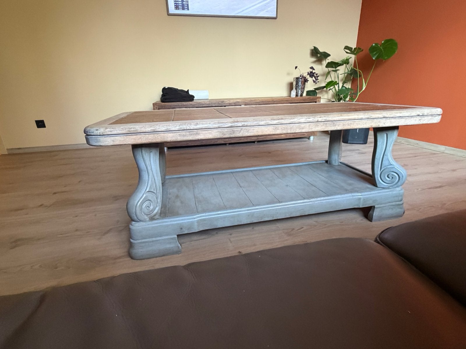 Massief houten salontafel, Ophalen, 50 – 75, Gebruikt, 100 tot 150 cm