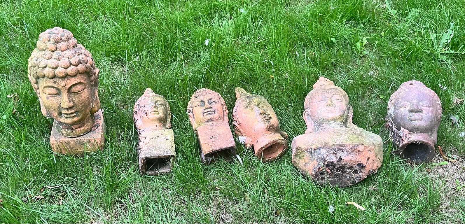 6 terracotta kopfraglenten , klzssuek, tijdloos. Decoratie, Jardin & Terrasse, Enlèvement, Utilisé, Autres matériaux, Autres types