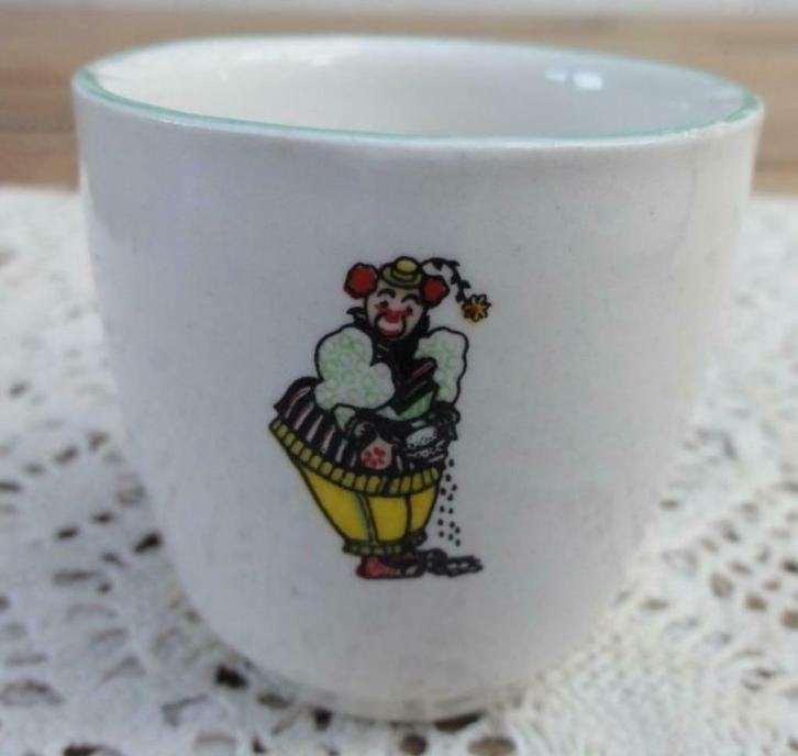 Engels eierdopje met clowns, Old Foley, Staffordshire, Antiek en Kunst, Ophalen of Verzenden
