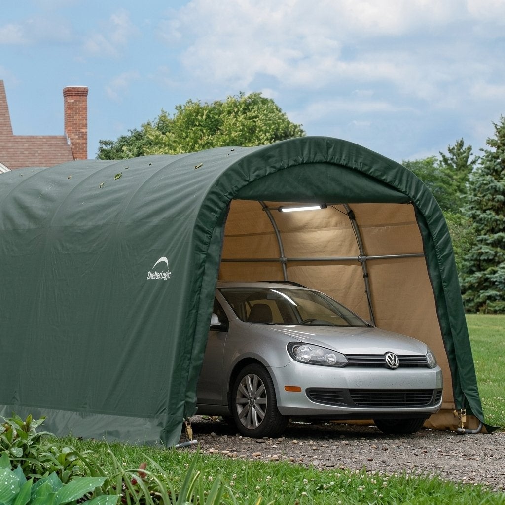 ShelterLogic Garagetent – 3x4,6 m – Groen – Waterdicht, Envoi