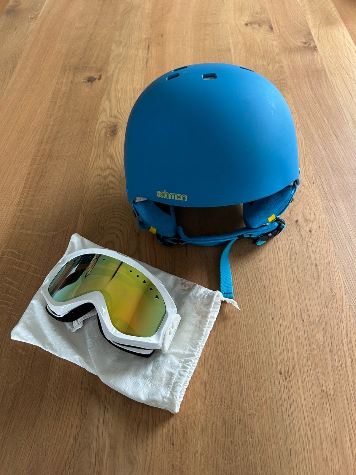 Skihelm + skibril Salomon M Blauw, Ophalen, Salomon