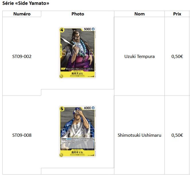 Cartes japonaises One Piece – ST09 – Side Yamato, Enlèvement, Comme neuf, Cartes en vrac
