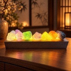 Lampe d'ambiance LED Gemstone - 7 pierres naturelles, Neuf, Enlèvement ou Envoi, Vanackerestraat 59 - 8560 Wevelgem, Multicolore