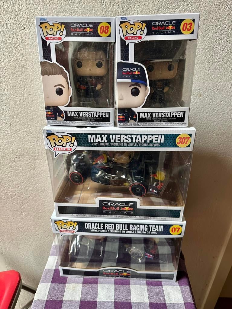 4 x Funkopop Max Verstappen, Verzamelen, Automerken, Motoren en Formule 1, Ophalen of Verzenden, Zo goed als nieuw