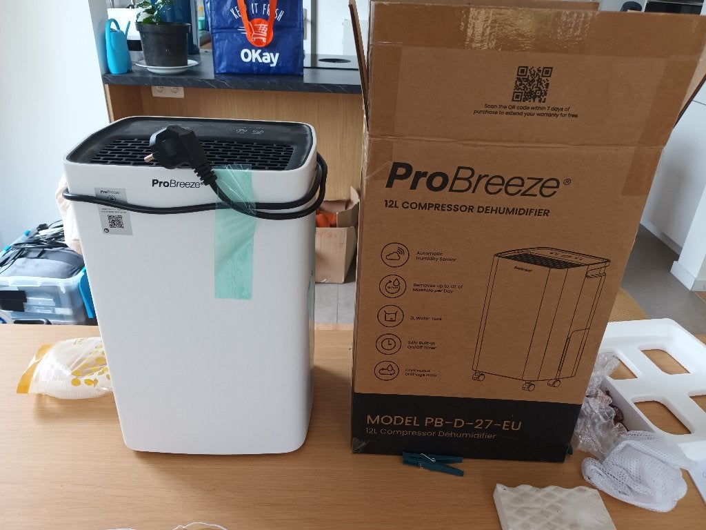 Pro Breeze 12L/dag Luchtontvochtiger – D-27 mét garantie, Electroménager, Équipement de traitement de l'air, Enlèvement ou Envoi
