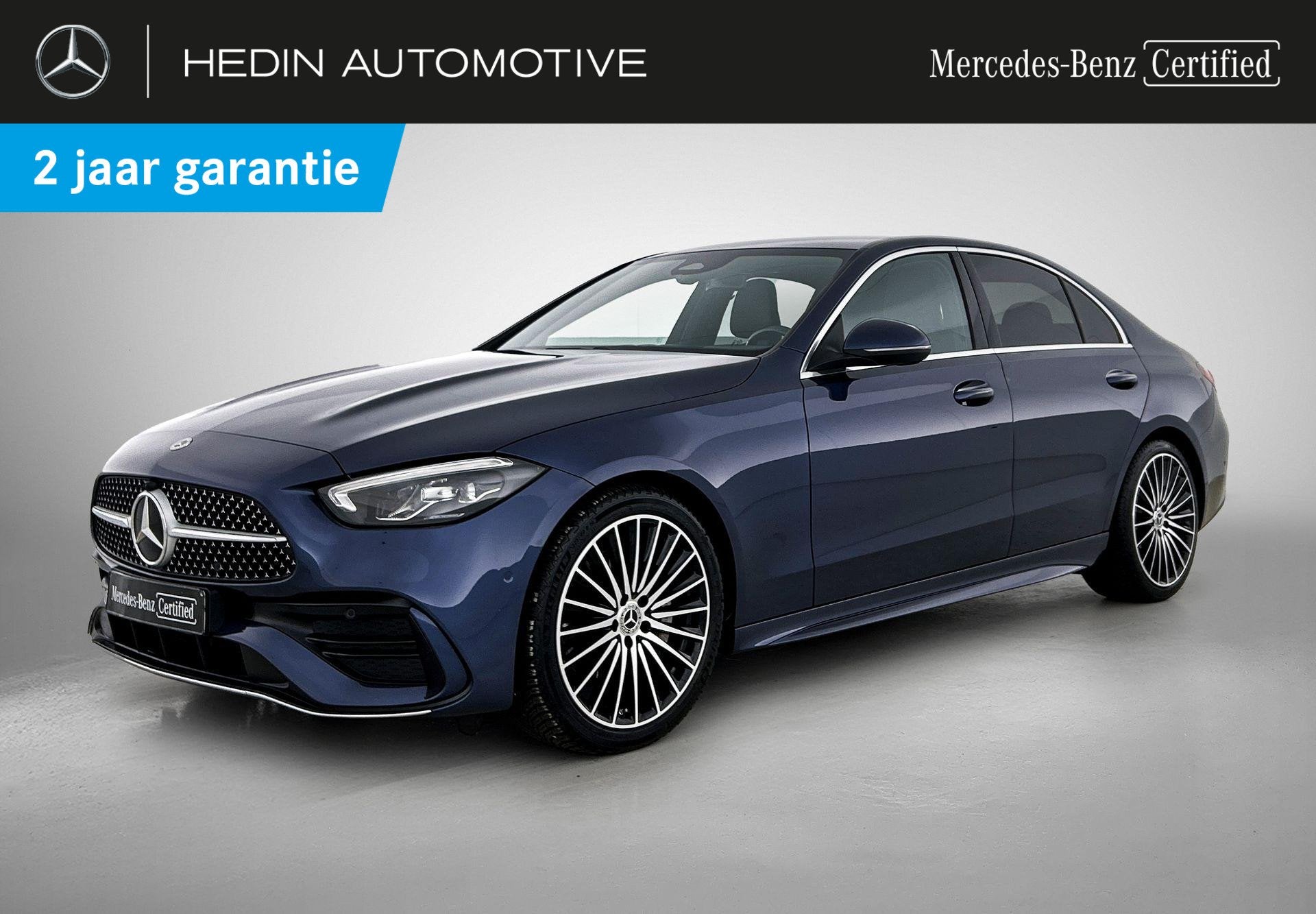 Mercedes-Benz C-klasse 180 Berline AMG Line | Dodehoekassist, Auto's, Automaat, Zwart, 4 cilinders, Blauw