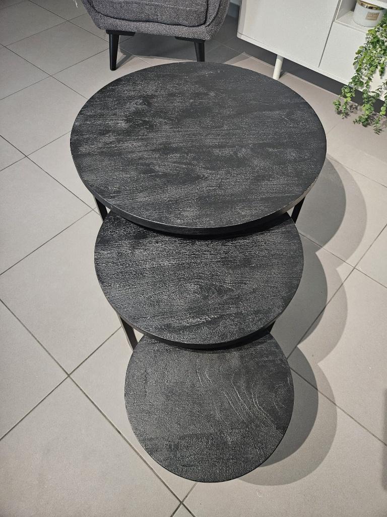 3 tables d'appoint pour salon noir, Ophalen, Zo goed als nieuw, Rond
