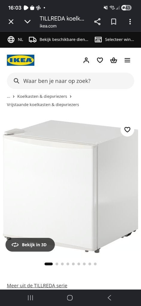 Mini koelkast - Ikea, Elektronische apparatuur, Koelkasten en IJskasten, Ophalen, Minder dan 85 cm, Energieklasse A of zuiniger