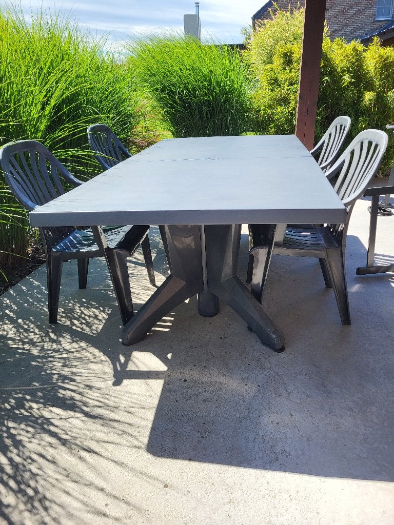 Table + chaises de jardin, Enlèvement, Utilisé, Rectangulaire, Plastique